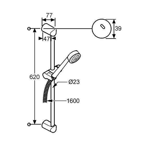 Set de dus Kludi, Zenta, 1S, L = 600 mm, crom - 1 | YEO