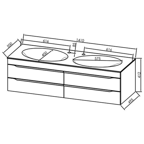 Set mobilier si lavoar, Kolpasan, Malaya, 141 cm, gri inchis - 1 | YEO