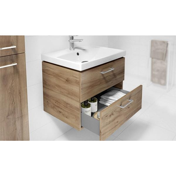 Set mobilier suspendat Cersanit, Lara, cu lavoar Como, 60 cm, nuc - 2 | YEO