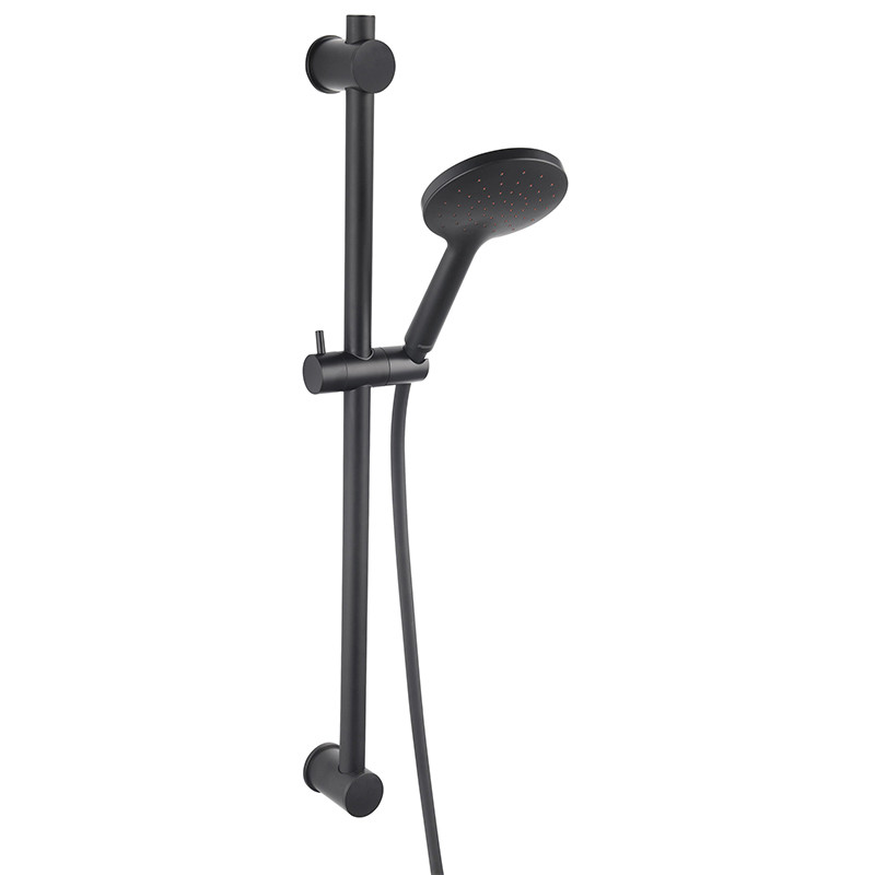 Set para de dus, Ferro, Phila, cu bara 70 cm, suport culisant si furtun, negru mat