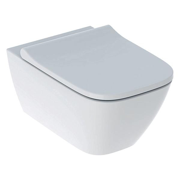 Set vas WC suspendat Geberit, Smyle Square, cu capac quick release, alb