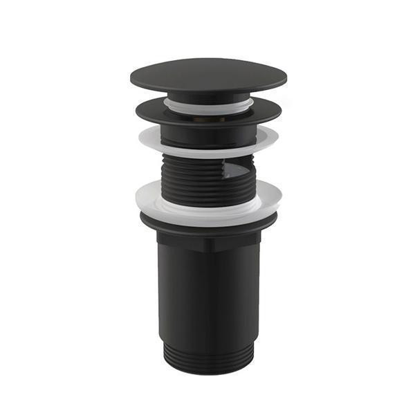 Ventil pentru lavoar cu preaplin, Alcadrain, cu click-clack si dop mare, negru-mat