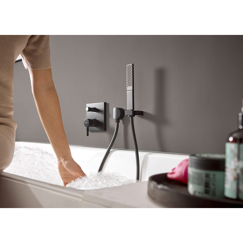 Baterie cada - dus, Hansgrohe, Finoris, incastrata, negru mat - 1 | YEO