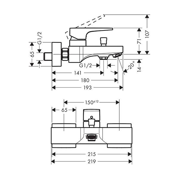 Baterie cada - dus, Hansgrohe, Metropol, bronz periat - 2 | YEO