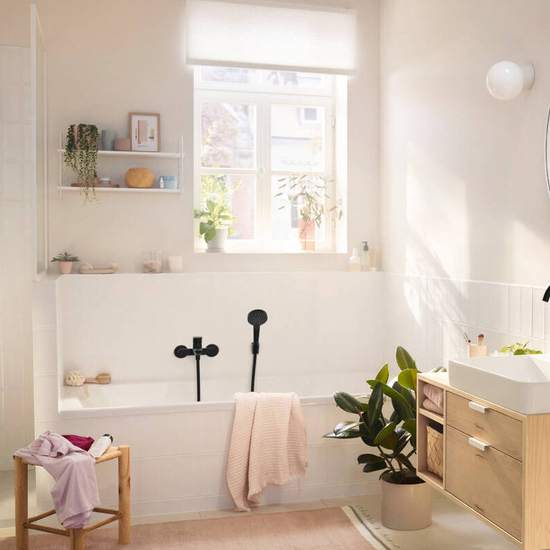 Baterie cada-dus Hansgrohe, Rebris S, negru mat - 3 | YEO