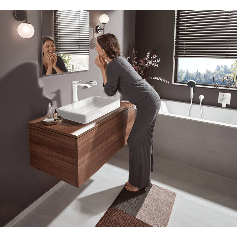 Baterie cada - dus, Hansgrohe, Vivenis, incastrabila, alb mat - 2 | YEO