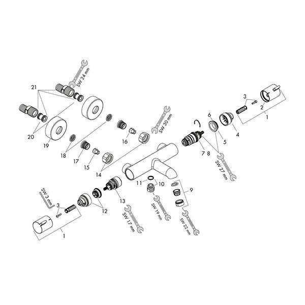 Baterie cada - dus termostatata, Hansgrohe, Ecostat Comfort, auriu lucios - 1 | YEO