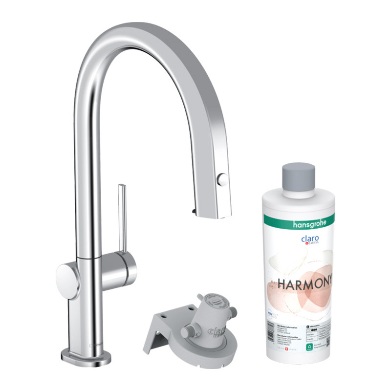Baterie de bucatarie, Hansgrohe, Aqittura M91 210, sBox, pipa extractibila, crom