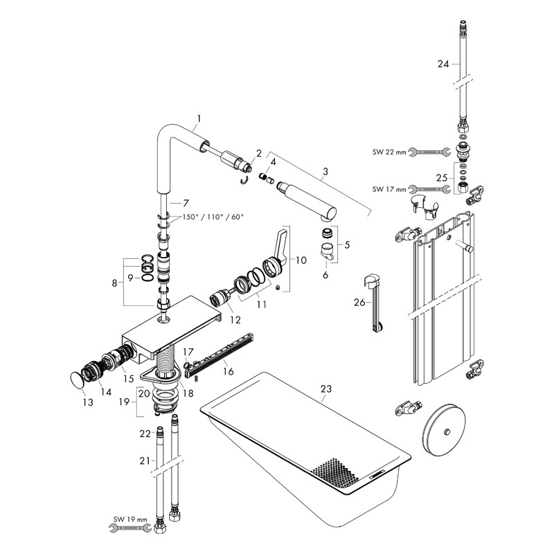 Baterie de bucatarie, Hansgrohe, Aquno Select M81 250, 2jet, sBox, negru mat - 3 | YEO