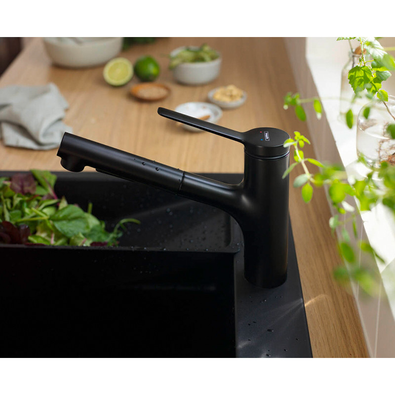 Baterie de bucatarie, Hansgrohe, Zesis M33 150, sBox, negru mat - 2 | YEO