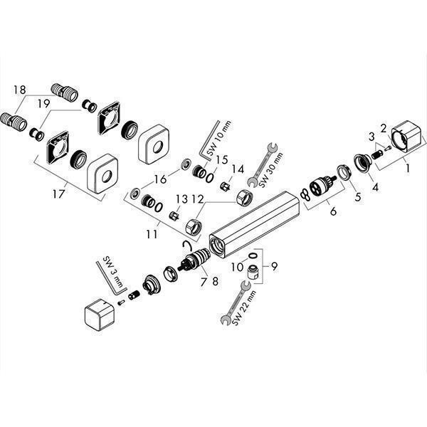 Baterie de dus termostatata, Hansgrohe, Ecostat E, Crom - 2 | YEO
