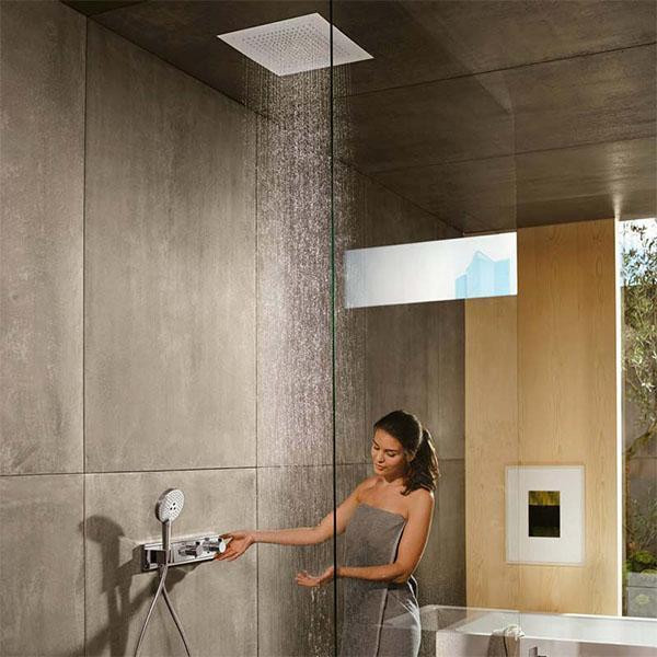 Baterie dus, Hansgrohe, RainSelect, incastrat, termostatat cu 2 functii, cu suport pentru para de dus, crom - 2 | YEO