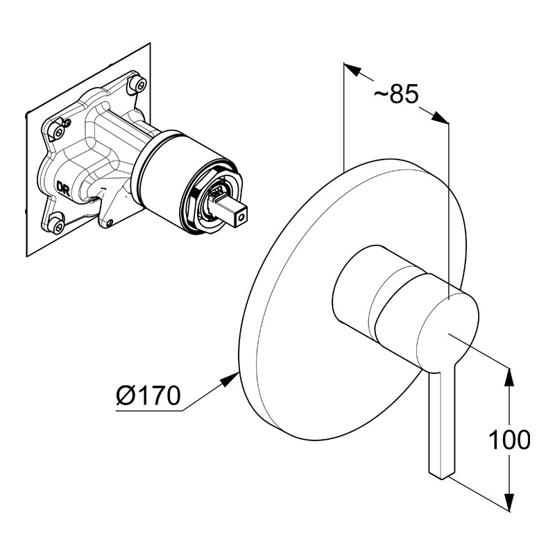 Baterie duș, Kludi, Nova Fonte Puristic, alb mat, 206555315 - 1 | YEO