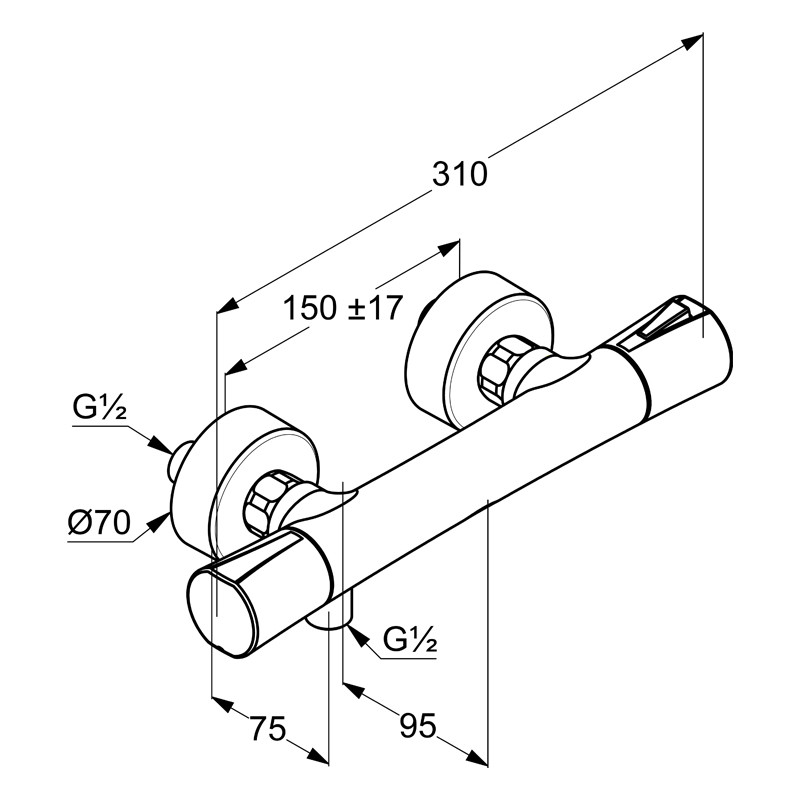 Baterie duș, Kludi, Zenta SL, termostatată, negru mat, 351003938 - 1 | YEO