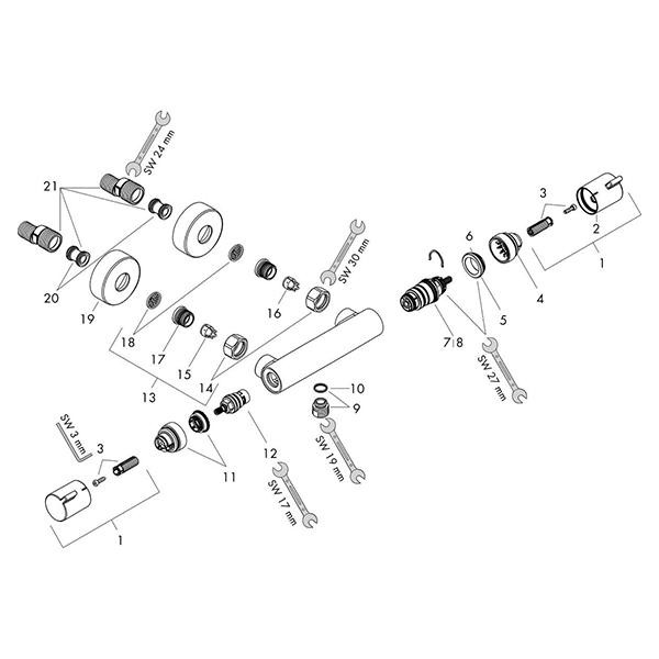 Baterie dus termostatata, Hansgrohe, Ecostat Comfort, alb mat - 2 | YEO