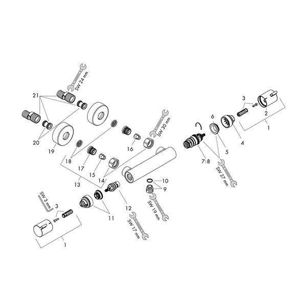 Baterie dus termostatata, Hansgrohe, Ecostat Comfort, auriu lucios - 3 | YEO