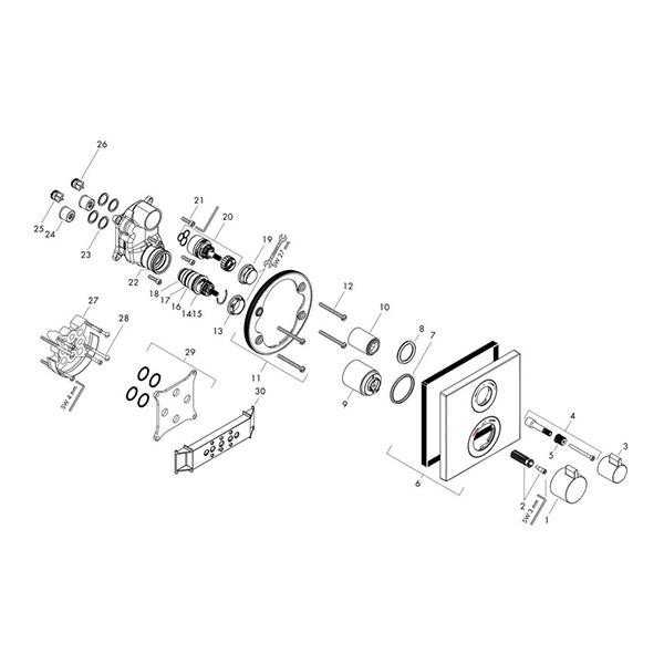 Baterie dus termostatata, Hansgrohe, Ecostat Square, bronz periat - 2 | YEO