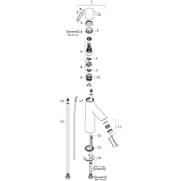 Baterie lavoar cu ventil, Hansgrohe, Talis S 100, Crom - 2 | YEO