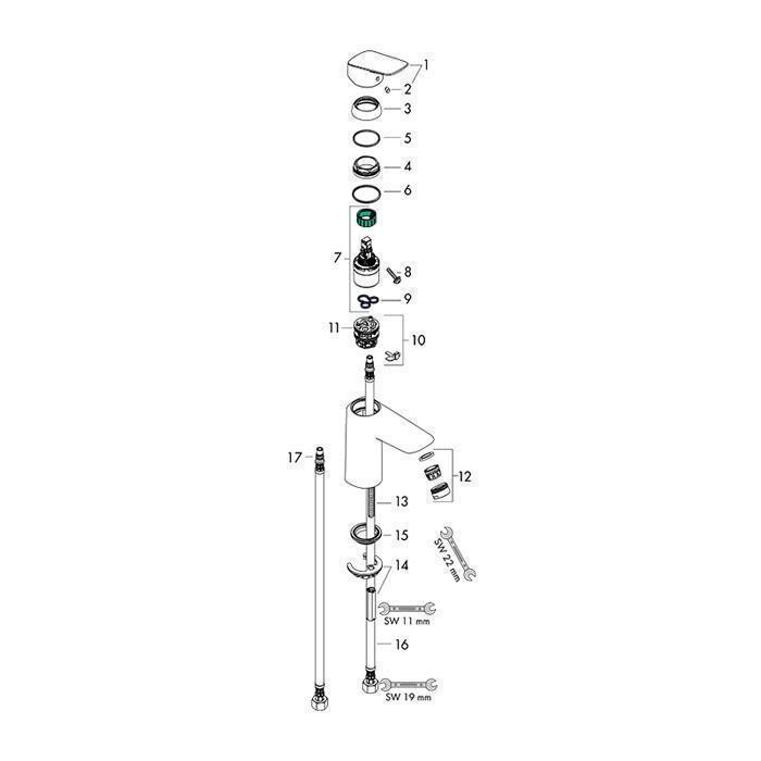 Baterie lavoar Hansgrohe, Logis 100, fara ventil, crom - 2 | YEO