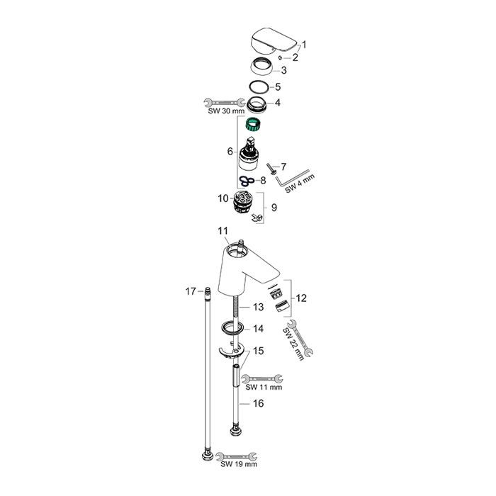 Baterie lavoar Hansgrohe, Logis, fara ventil, crom - 1 | YEO