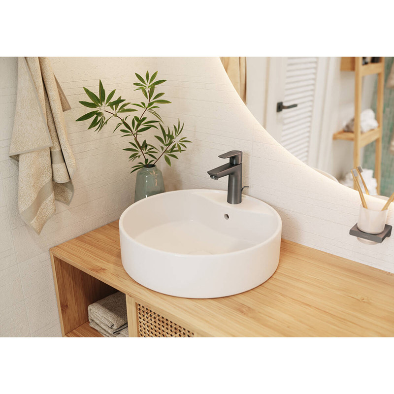 Baterie lavoar, Hansgrohe, Talis E 110, cu ventil, negru cromat periat - 2 | YEO