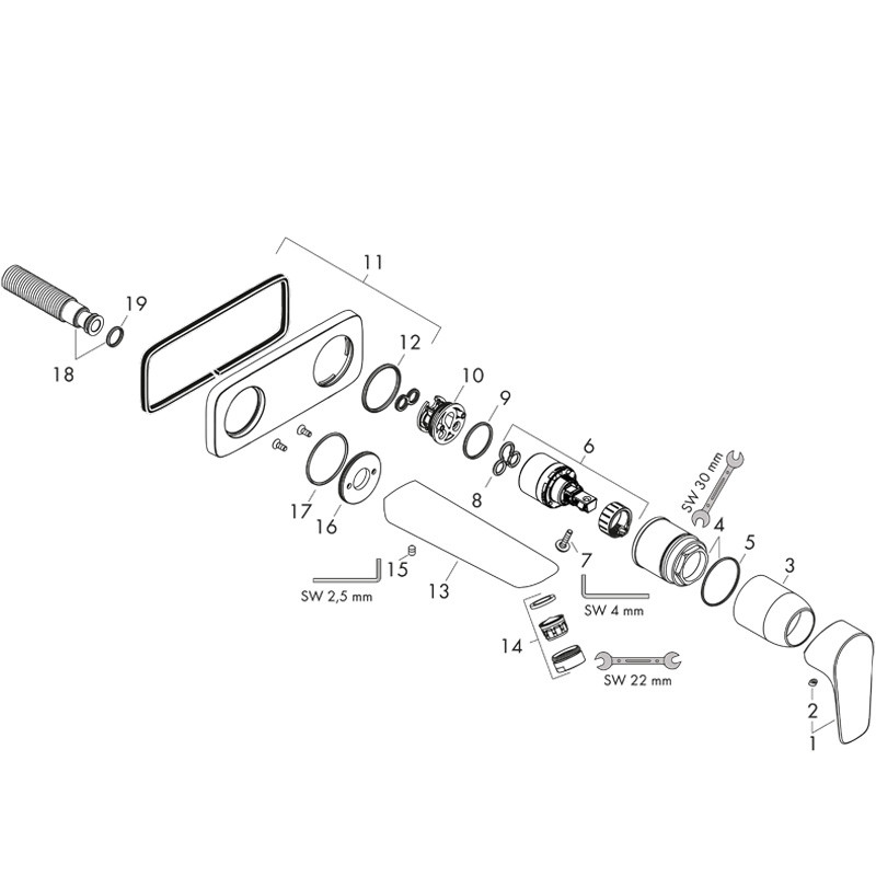 Baterie lavoar Hansgrohe, Talis E, montaj pe perete, 22.5 cm, crom - 2 | YEO