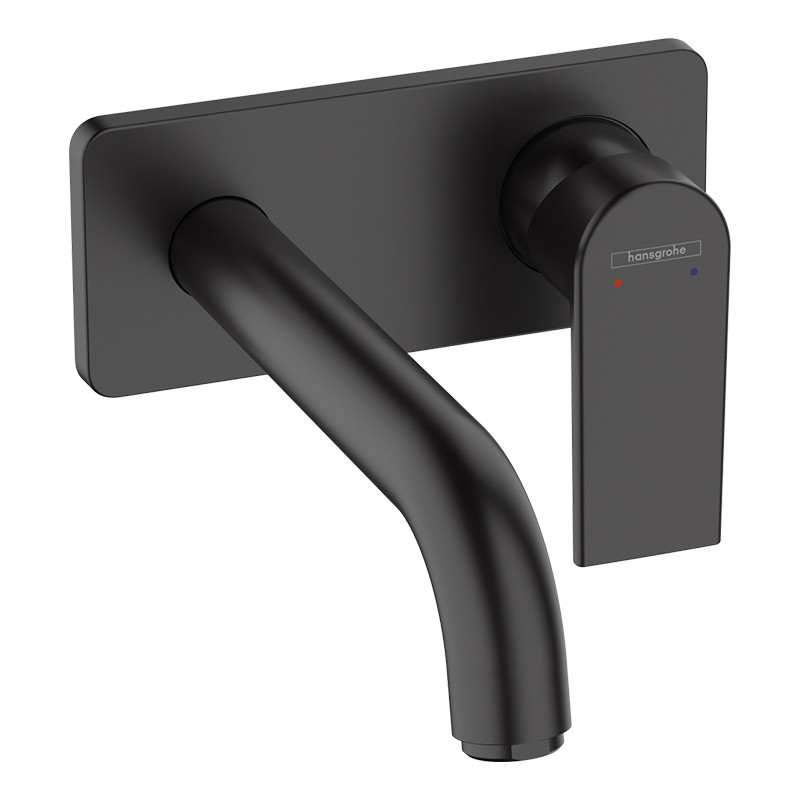 Baterie lavoar, Hansgrohe, Vernis Shape, cu montaj pe perete, negru mat