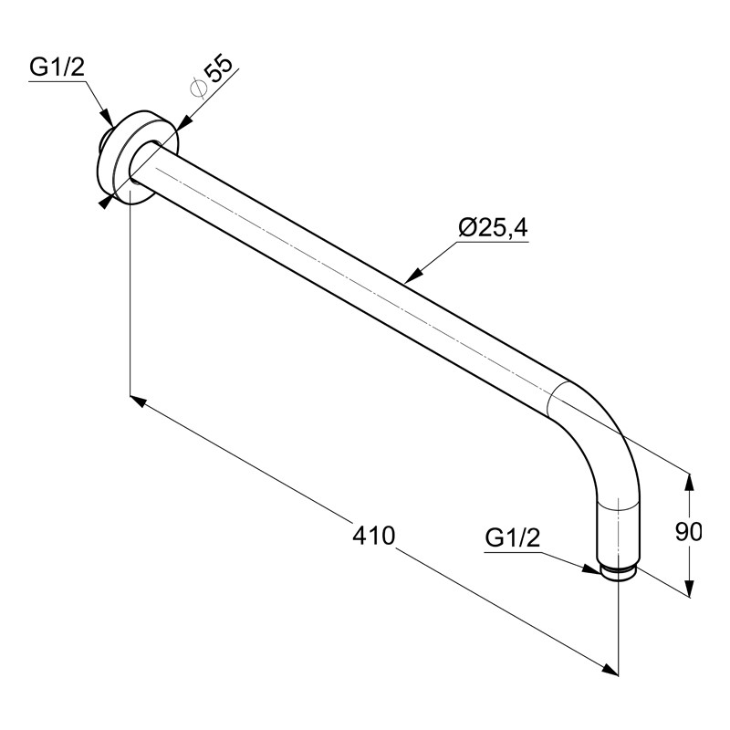 Braț de duș, Kludi, A-QA, 40 cm, alb mat, 6651491-00 - 1 | YEO