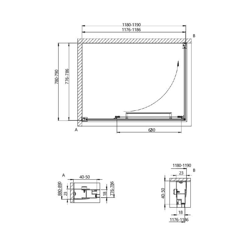 Cabina duș Kolpasan, Stellar Uni, 120 x 80 x h200, crom - 3 | YEO
