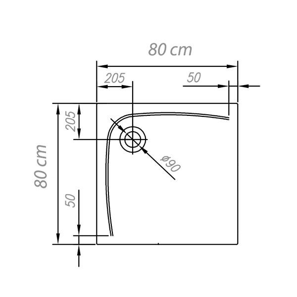 Cadita de dus Kolpasan, Evelin, patrata, pentru inzidire, 80 x 80 cm, acril, alb - 2 | YEO