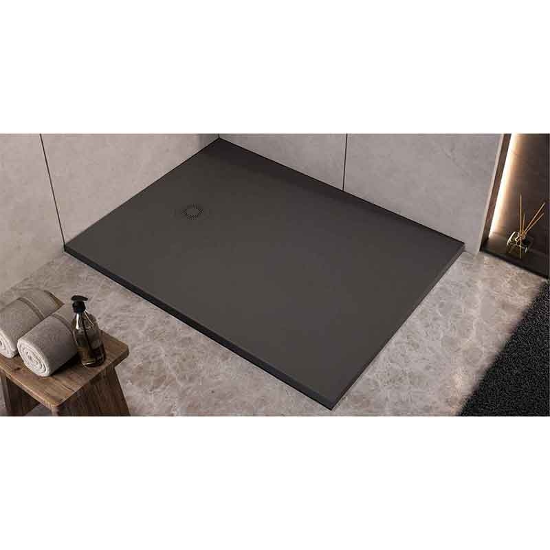 Cădiță de duș Kolpasan, Hopp, din Cast Marble, 80 x 80, antracit - 1 | YEO