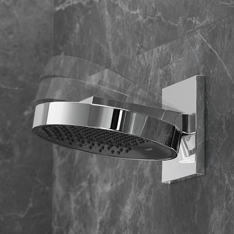 Cap dus fix Hansgrohe, Rainfinity 250, cu placa aparenta de conectare la perete, crom - 1 | YEO