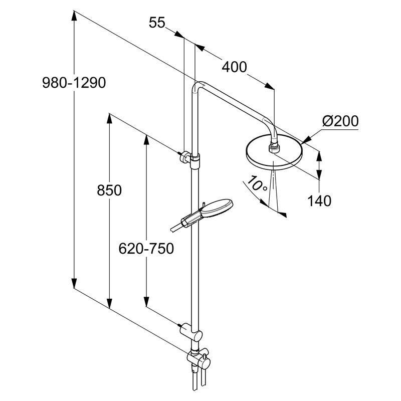 Coloană de duș, Kludi, xDive, crom, 6908005-00 - 1 | YEO