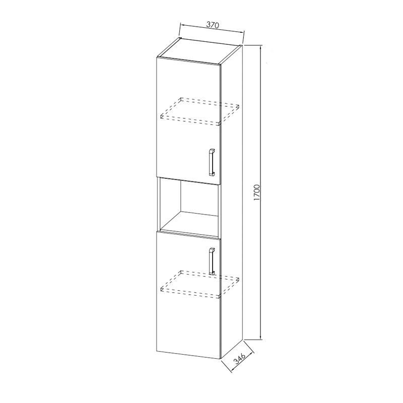 Coloana suspendata Kolpasan, Evelin, 2 usi si polita, 37 x 35 x 170 cm, gri antracit - 2 | YEO