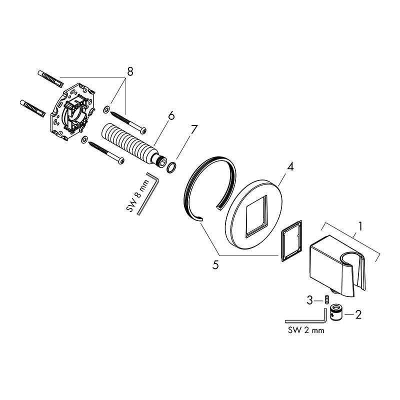Cot racord, Hansgrohe, FixFit S, cu suport de para de dus, crom - 2 | YEO