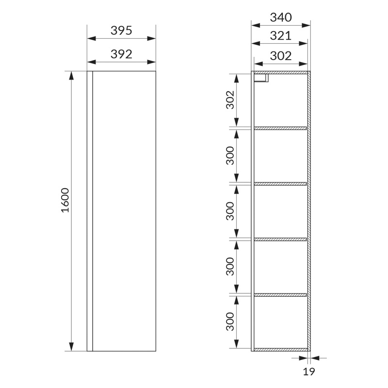 Dulap înalt suspendat, Cersanit, Moduo, înălțime 160 cm, antracit - 2 | YEO