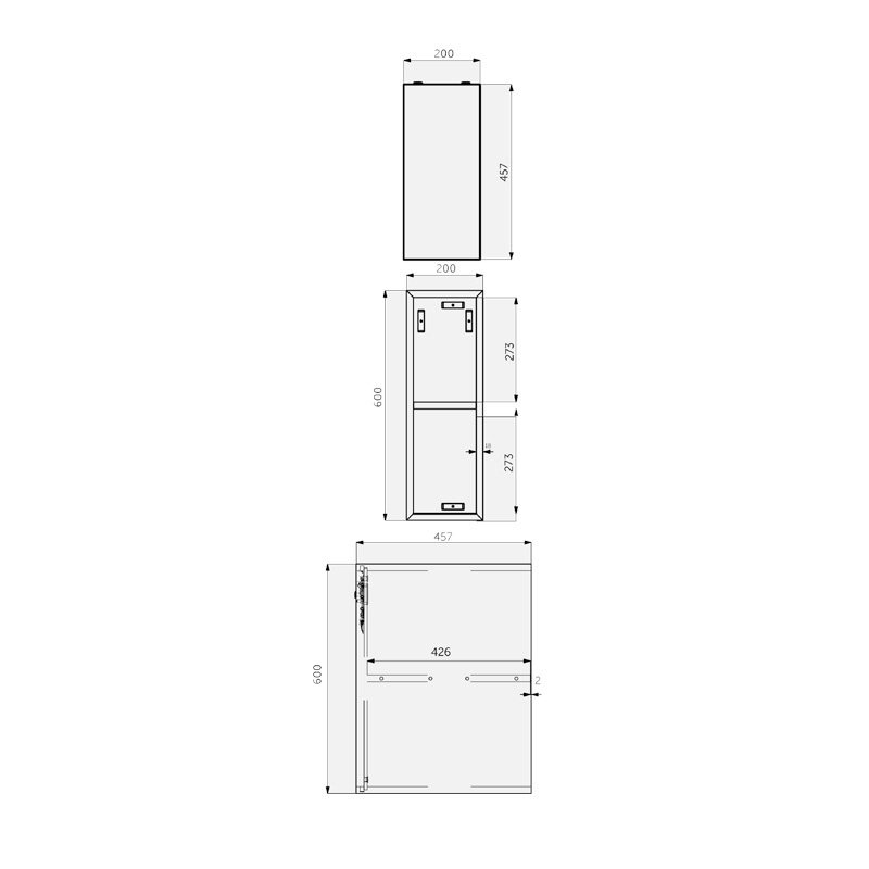 Dulap suspendat deschis Rak, Joy 20 cm, cu 1 poliță, gri - 1 | YEO