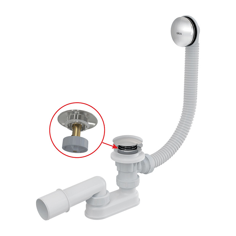 Instalație de cadă, Alcadrain, cu ventil click-clack, 100 mm, crom,
