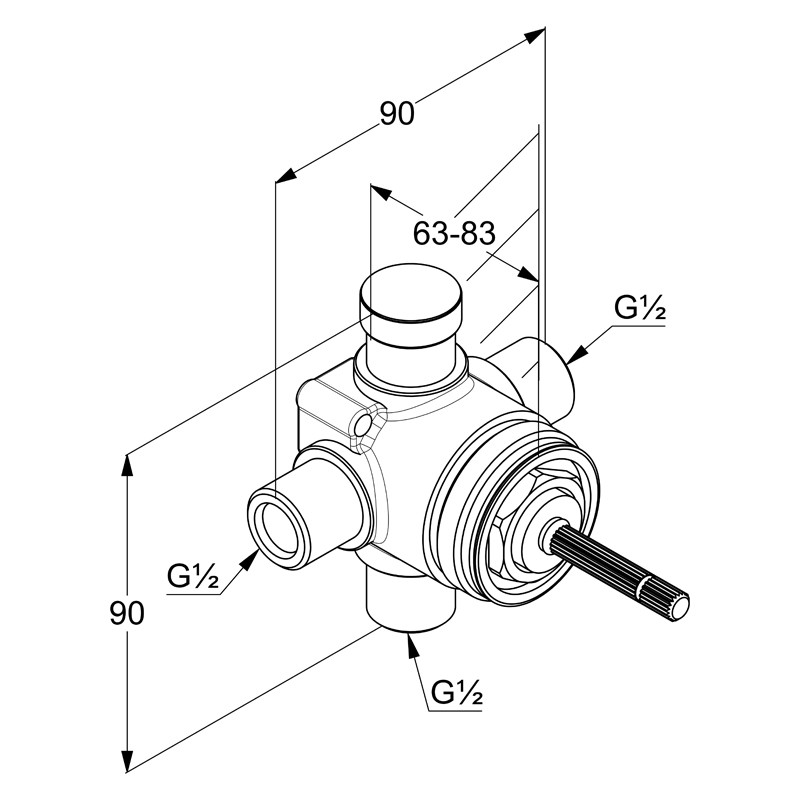 Kit de preinstalare, Kludi, pentru comutator cu 2 cai, DN15 - 1 | YEO