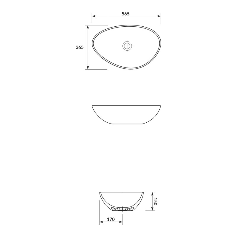 Lavoar pe blat, Cersanit, Moduo, asimetric, 55 cm, alb - 2 | YEO