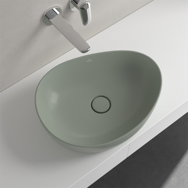 Lavoar pe blat, Villeroy & Boch, Antao, asimetric, 51 cm, verde mat - 2 | YEO