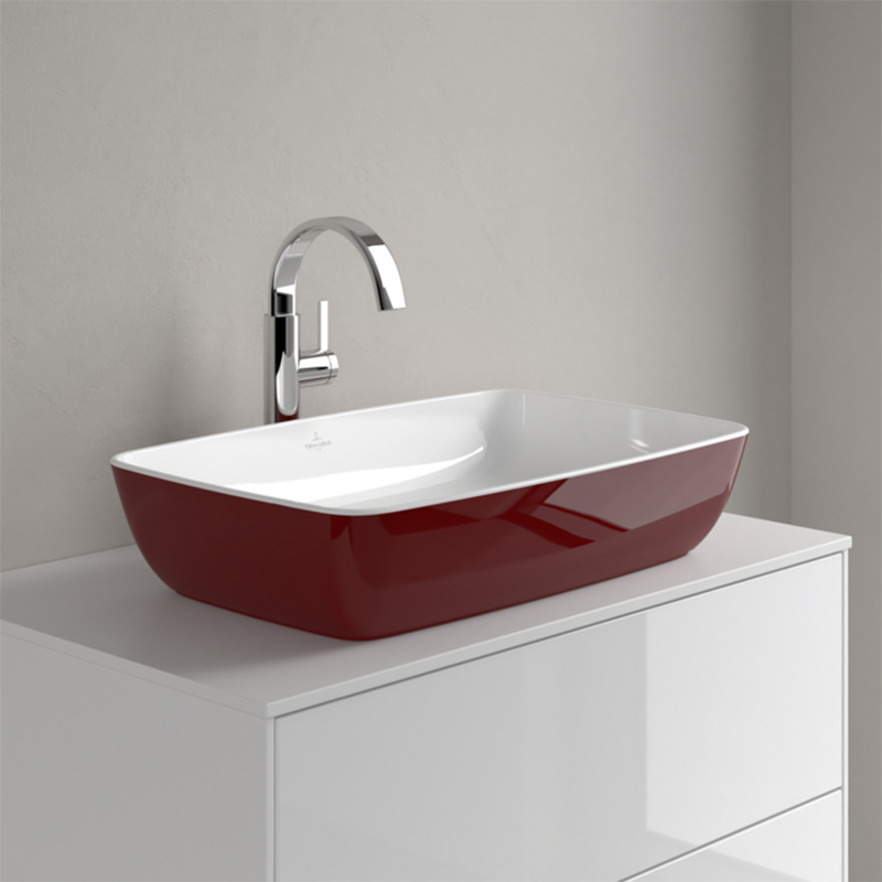 Lavoar pe blat, Villeroy & Boch, Artis, dreptunghiular, 58 x 38,5 cm, bordeaux - 2 | YEO