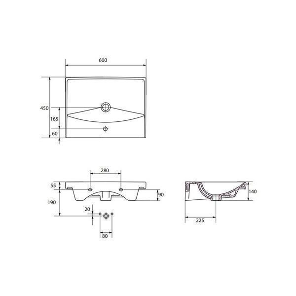 Lavoar pentru mobilier Cersanit, City, 60 cm, alb - 3 | YEO