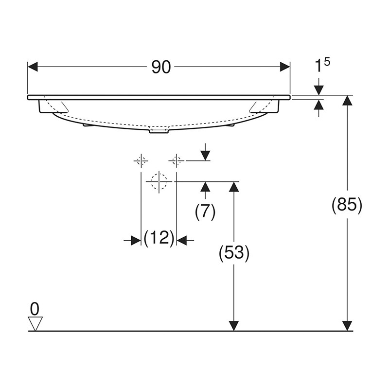 Lavoar pentru mobilier, Geberit, iCon, dreptunghiular, 90 cm, alb - 1 | YEO