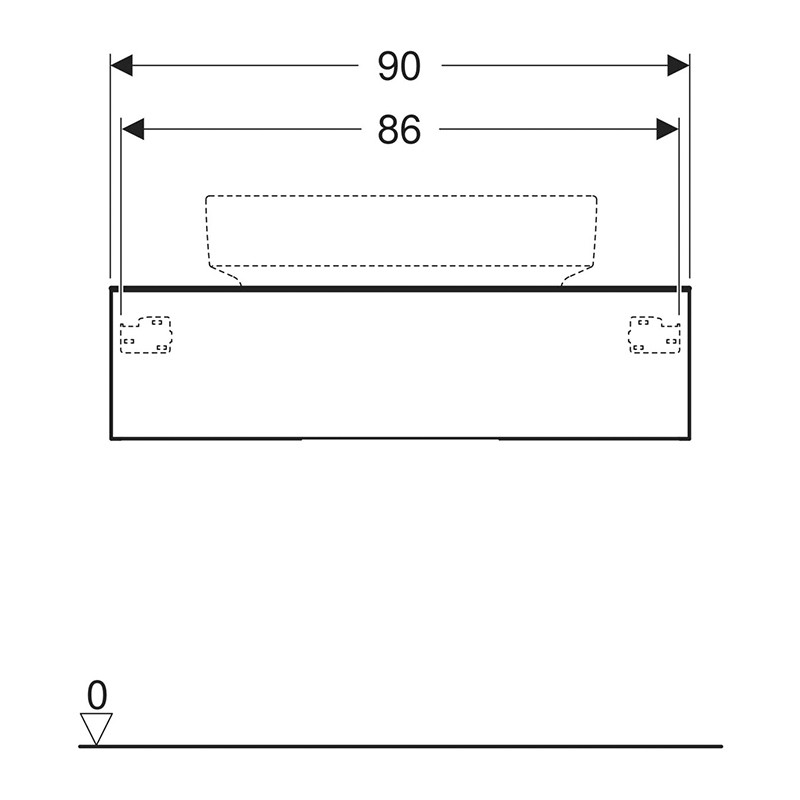 Mobilier suspendat, Geberit, VariForm, pentru lavoar pe blat, 90 cm, alb lucios - 2 | YEO