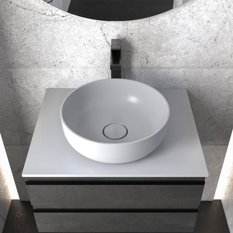 Mobilier suspendat Kolpasan, Alexis, pentru lavoar pe blat, 60 cm, Dark Concrete - 1 | YEO