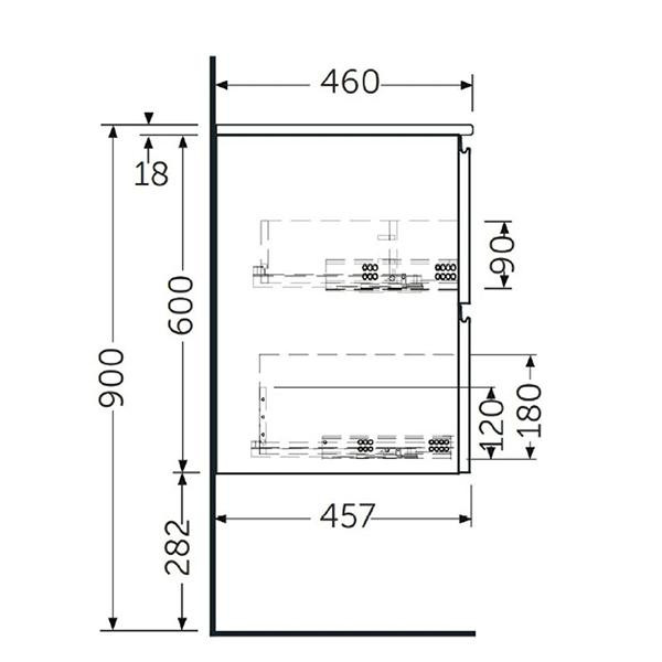 Mobilier suspendat, Rak, Joy, pentru lavoar incastrabil, 80 cm, gri - 3 | YEO