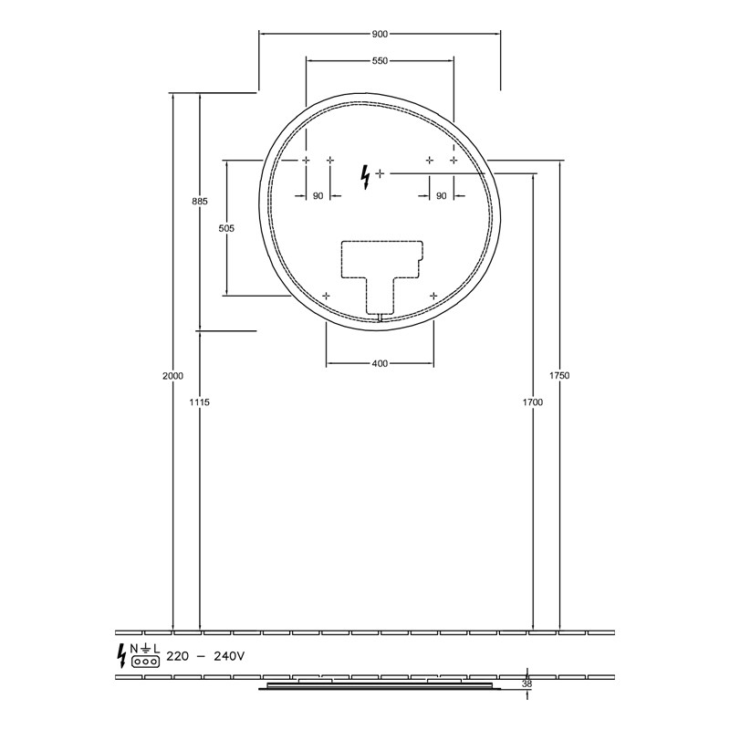Oglinda asimetrică, Villeroy & Boch, Antao, cu iluminare LED, 90 cm - 1 | YEO