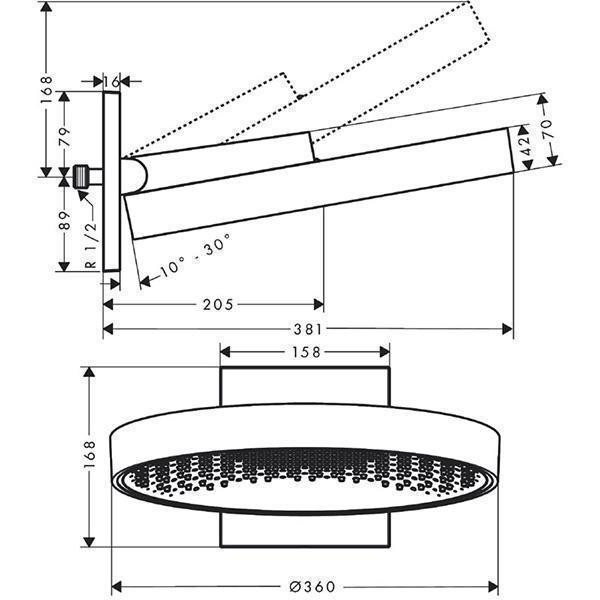 Palarie de dus fix Hansgrohe, Rainfinity 360, 1 jet, crom - 3 | YEO