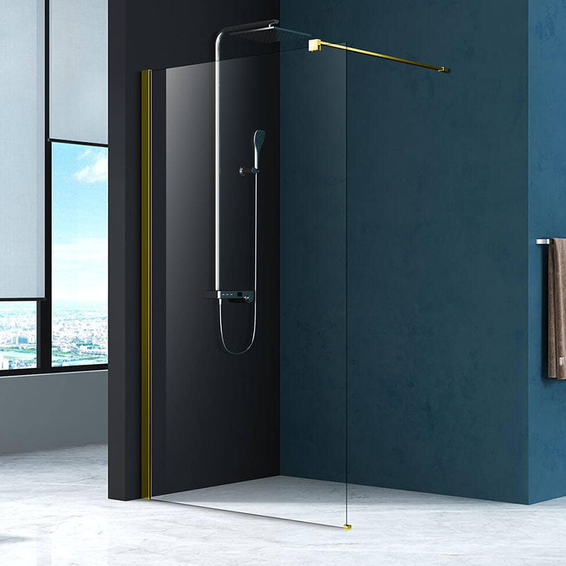 Paravan de duș, Mediterraneo, Foxy Gold, 90 cm, easy cean. profil auriu periat
